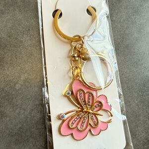 Butterfly Keychain or Bag Charm in Pink and Gold